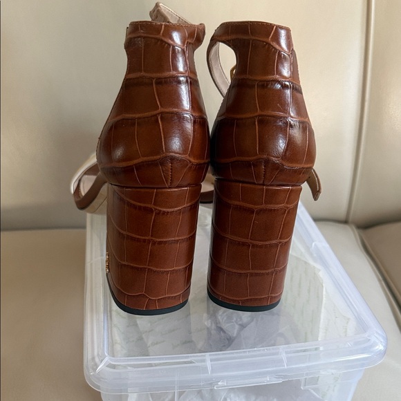 Sam Edelman Tan and Cream Croc-Embossed Heels - Picture 4 of 7